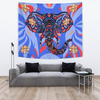 Blue Elephant Indian Mandala Wall Tapestry