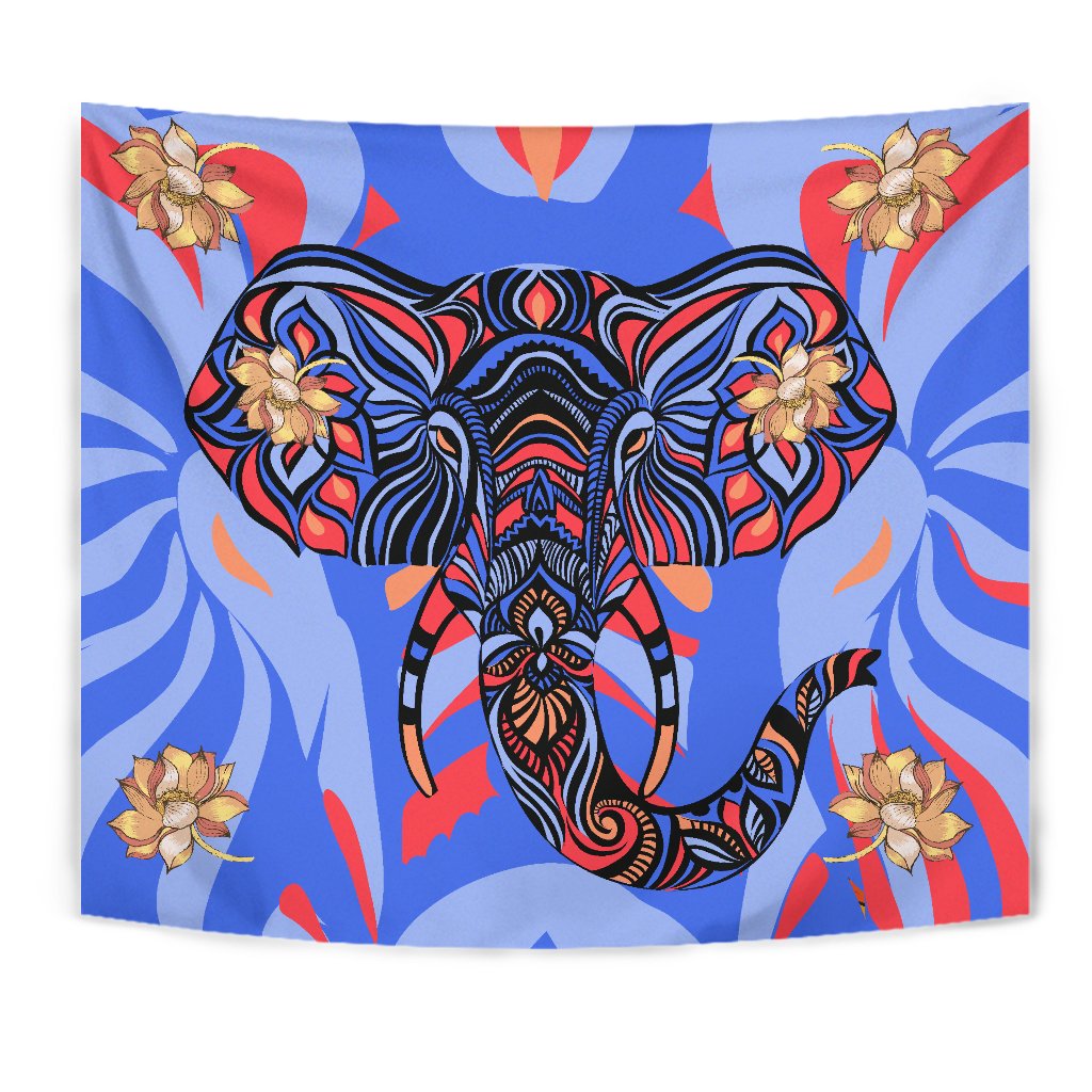 Blue Elephant Indian Mandala Wall Tapestry