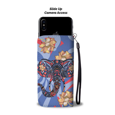 Blue Elephant Indian Mandala Wallet Phone Case