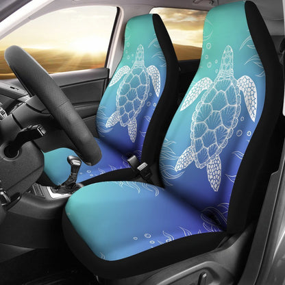 Blue gradient Sea Turtle Print Universal Fit Car Seat Covers