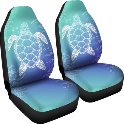 Blue gradient Sea Turtle Print Universal Fit Car Seat Covers