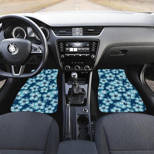 Blue Hibiscus Pattern Print Design HB011 Car Floor Mats-JorJune