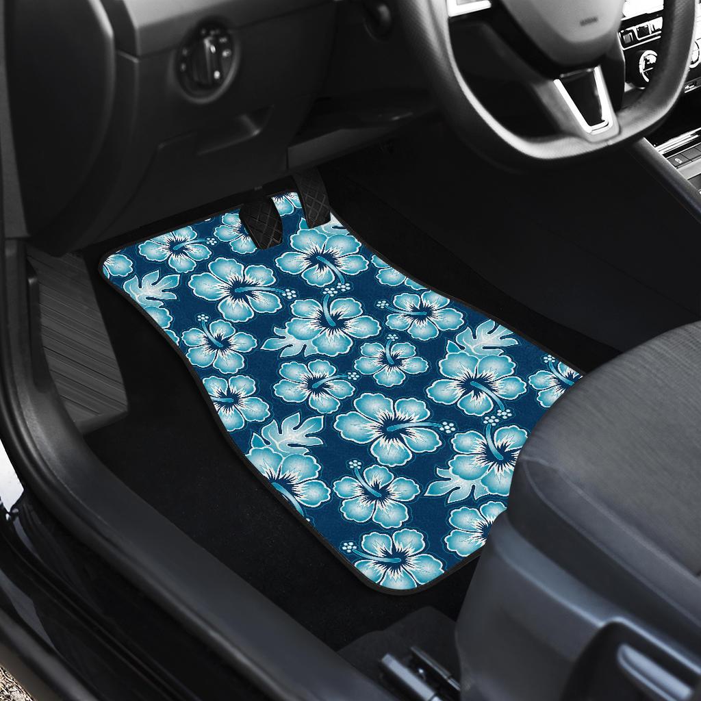 Blue Hibiscus Pattern Print Design HB011 Car Floor Mats-JorJune
