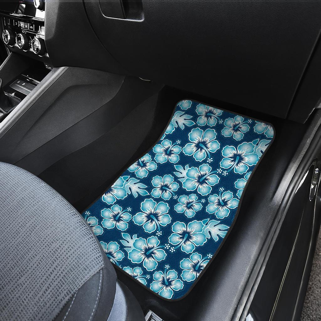 Blue Hibiscus Pattern Print Design HB011 Car Floor Mats-JorJune