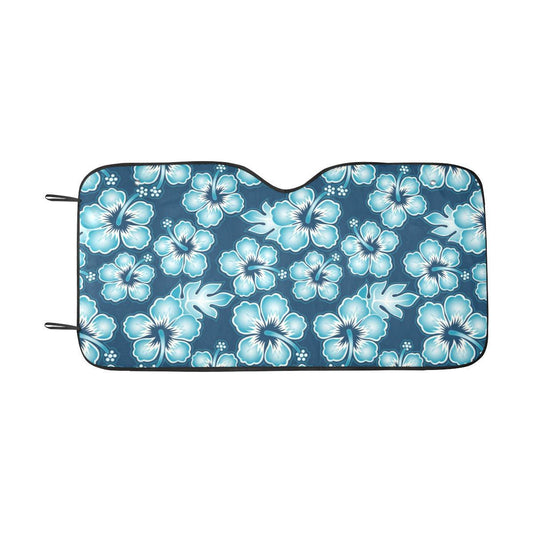 Blue Hibiscus Pattern Print Design HB011 Car Sun Shade-JorJune