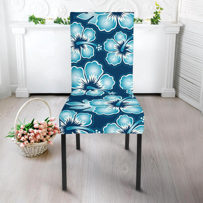 Blue Hibiscus Pattern Print Design HB011 Dining Chair Slipcover-JORJUNE.COM