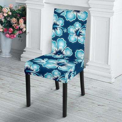 Blue Hibiscus Pattern Print Design HB011 Dining Chair Slipcover-JORJUNE.COM