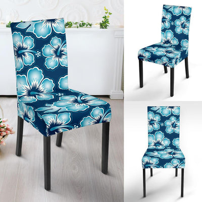 Blue Hibiscus Pattern Print Design HB011 Dining Chair Slipcover-JORJUNE.COM