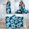 Blue Hibiscus Pattern Print Design HB011 Hooded Blanket-JORJUNE.COM