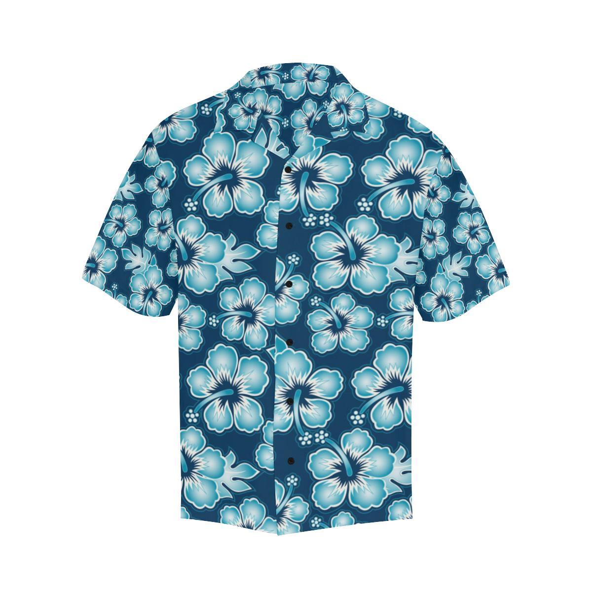 Blue Hibiscus Pattern Print Design HB011 Men Hawaiian Shirt-JorJune