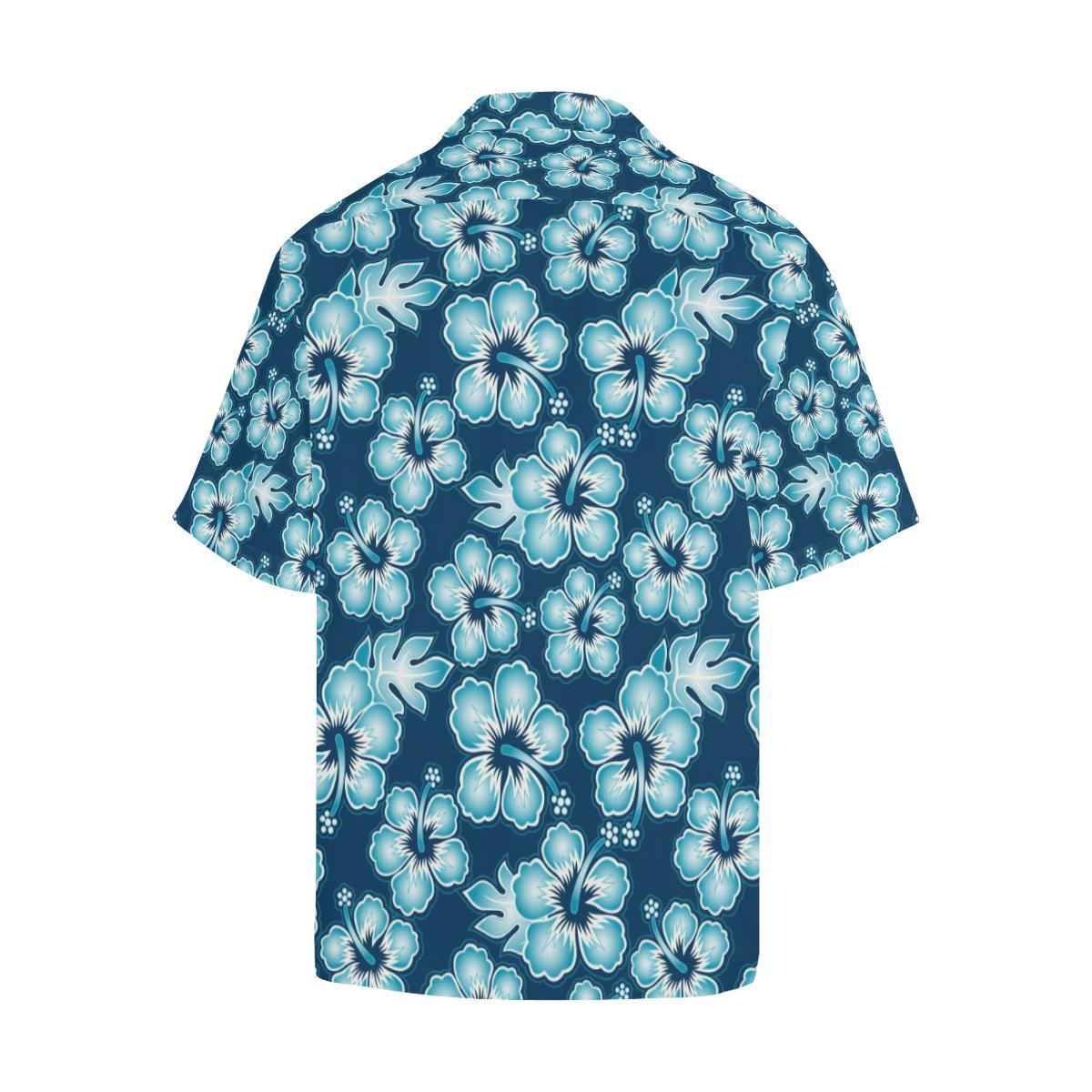 Blue Hibiscus Pattern Print Design HB011 Men Hawaiian Shirt-JorJune