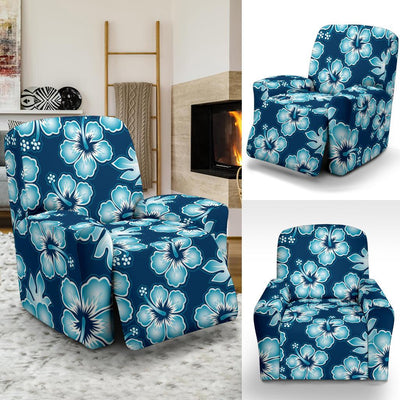 Blue Hibiscus Pattern Print Design HB011 Recliner Slipcover-JORJUNE.COM