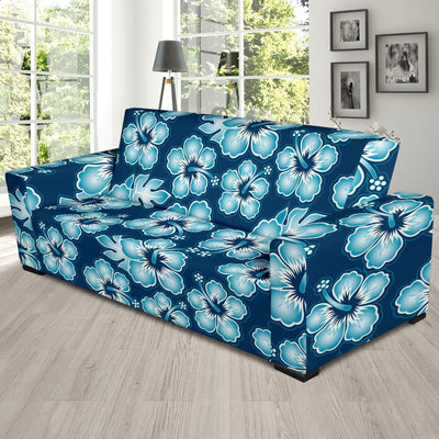 Blue Hibiscus Pattern Print Design HB011 Sofa Slipcover-JORJUNE.COM