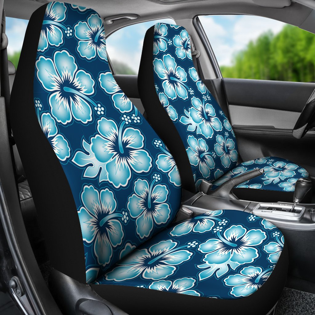 Blue Hibiscus Pattern Print Design HB011 Universal Fit Car Seat Covers