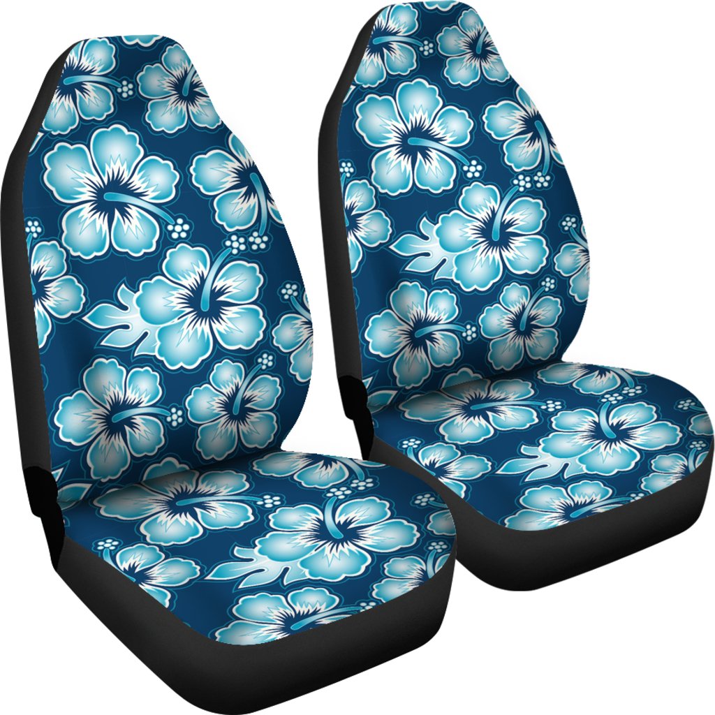 Blue Hibiscus Pattern Print Design HB011 Universal Fit Car Seat Covers