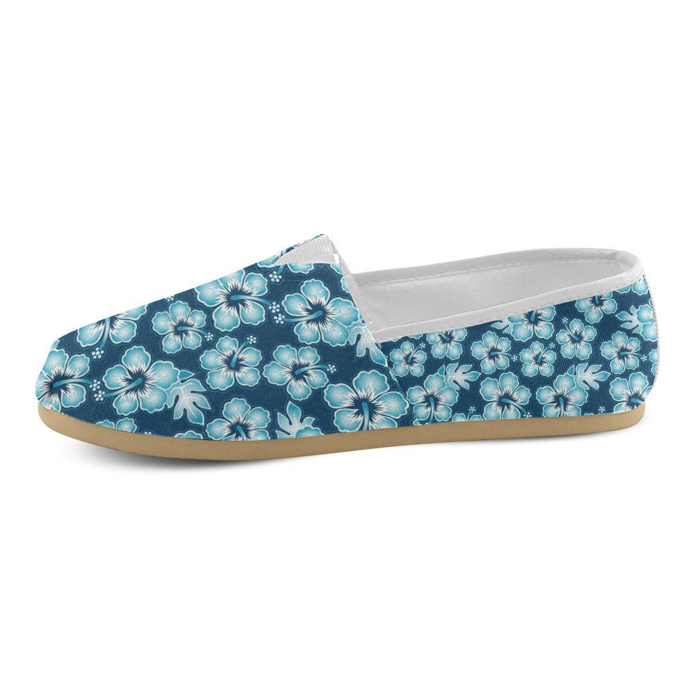 Blue Hibiscus Pattern Print Design HB011 Women Casual Shoes-JorJune.com