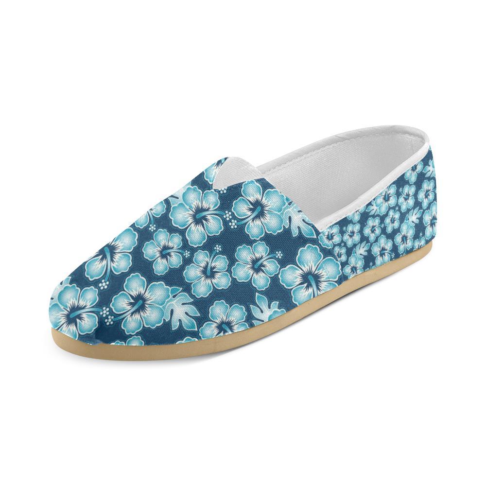 Blue Hibiscus Pattern Print Design HB011 Women Casual Shoes-JorJune.com