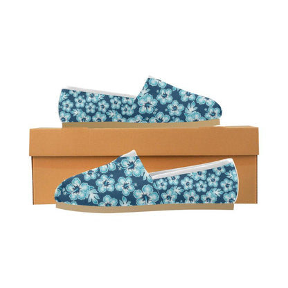 Blue Hibiscus Pattern Print Design HB011 Women Casual Shoes-JorJune.com
