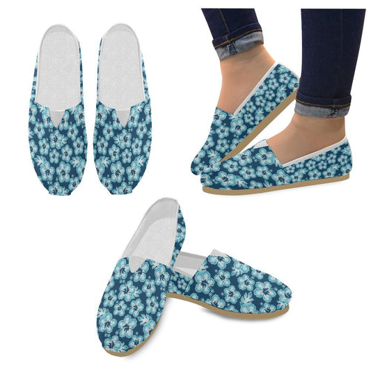 Blue Hibiscus Pattern Print Design HB011 Women Casual Shoes-JorJune.com