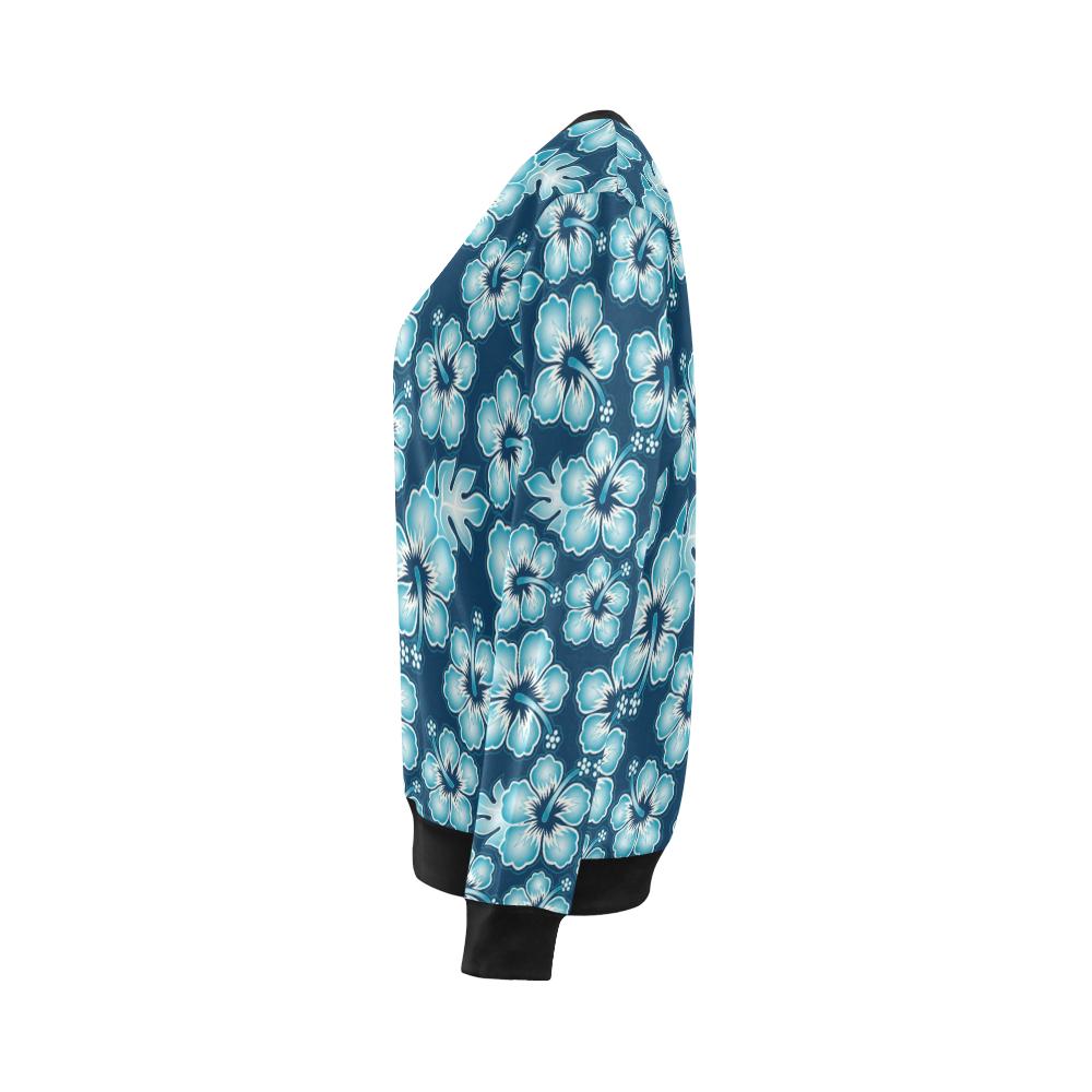 Blue Hibiscus Pattern Print Design HB011 Women Long Sleeve Sweatshirt-JorJune