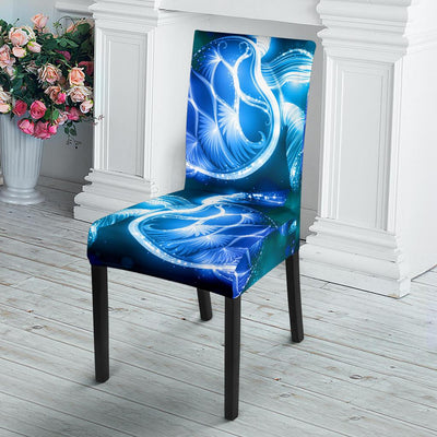 Blue Neon Sea Turtle Print Dining Chair Slipcover-JORJUNE.COM