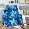 Blue Neon Sea Turtle Print Fleece Blanket