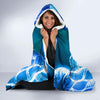 Blue Neon Sea Turtle Print Hooded Blanket-JORJUNE.COM