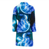 Blue Neon Sea Turtle Print Men Bath Robe