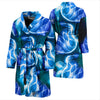 Blue Neon Sea Turtle Print Men Bath Robe