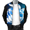 Blue Neon Sea Turtle Print Men Casual Bomber Jacket-JorJune