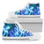 Blue Neon Sea Turtle Print Men High Top Shoes