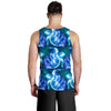 Blue Neon Sea Turtle Print Men Tank Top