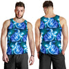 Blue Neon Sea Turtle Print Men Tank Top