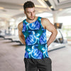 Blue Neon Sea Turtle Print Men Tank Top