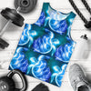 Blue Neon Sea Turtle Print Men Tank Top