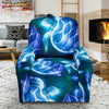 Blue Neon Sea Turtle Print Recliner Slipcover-JORJUNE.COM