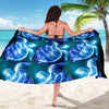 Blue Neon Sea Turtle Print Sarong Pareo Wrap