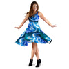 Blue Neon Sea Turtle Print Sleeveless Mini Dress