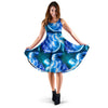 Blue Neon Sea Turtle Print Sleeveless Mini Dress