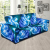 Blue Neon Sea Turtle Print Sofa Slipcover-JORJUNE.COM