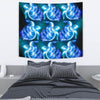 Blue Neon Sea Turtle Print Tapestry