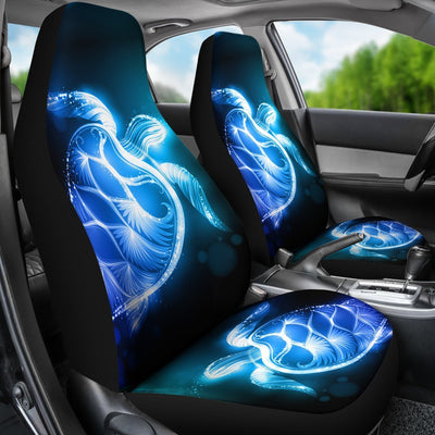 Blue Neon Sea Turtle Print Universal Fit Car Seat Covers