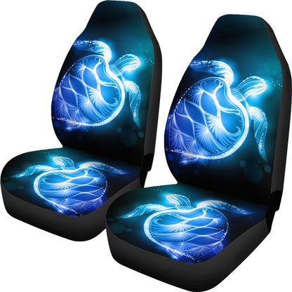 Blue Neon Sea Turtle Print Universal Fit Car Seat Covers