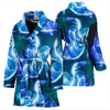 Blue Neon Sea Turtle Print Women Bath Robe