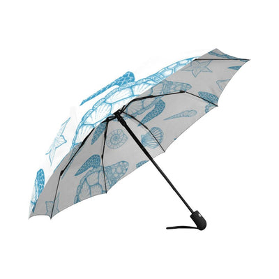 Blue Sea Turtle Pattern Automatic Foldable Umbrella