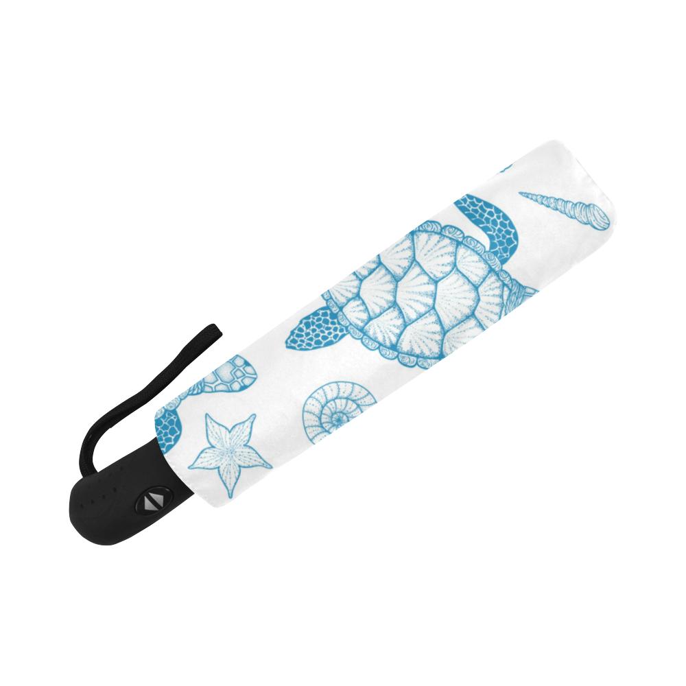 Blue Sea Turtle Pattern Automatic Foldable Umbrella