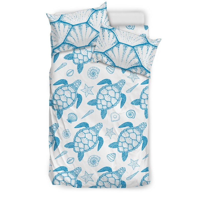 Blue Sea Turtle Pattern Duvet Cover Bedding Set