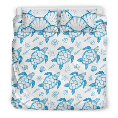 Blue Sea Turtle Pattern Duvet Cover Bedding Set