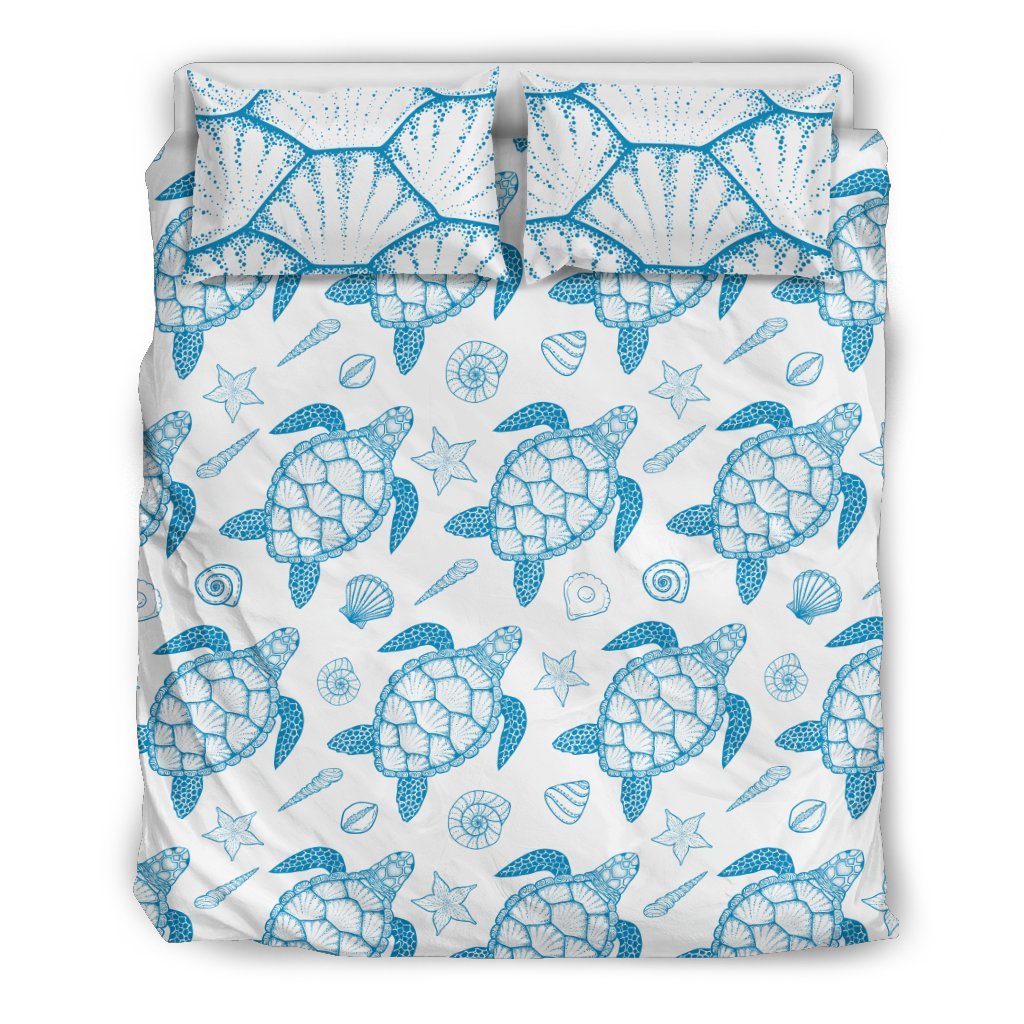 Blue Sea Turtle Pattern Duvet Cover Bedding Set