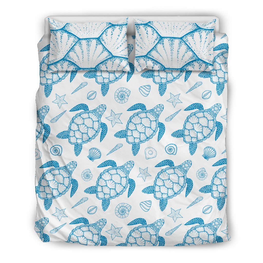 Blue Sea Turtle Pattern Duvet Cover Bedding Set